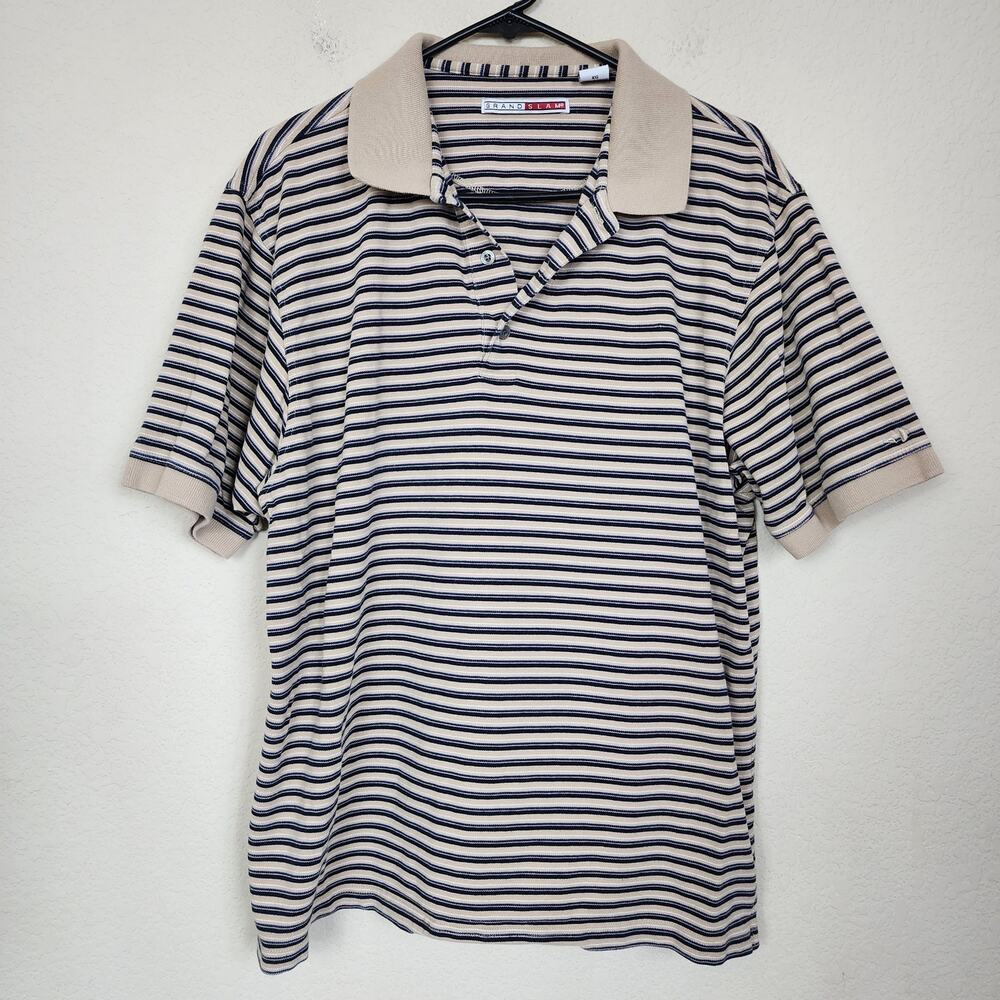 XL Grand Slam Striped Mens Collared Polo Shirt